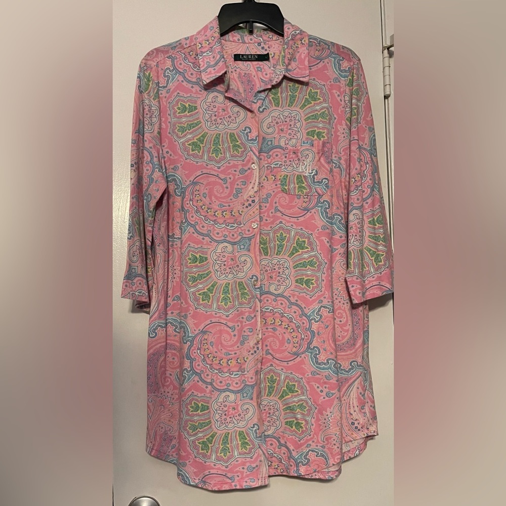 Lauren Ralph Lauren Paisley Night Shirt.  Size Large